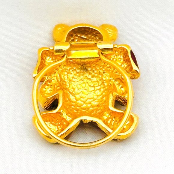 Vintage Enameled Teddy Bear Scarf Clip/Slide - Picture 4 of 5